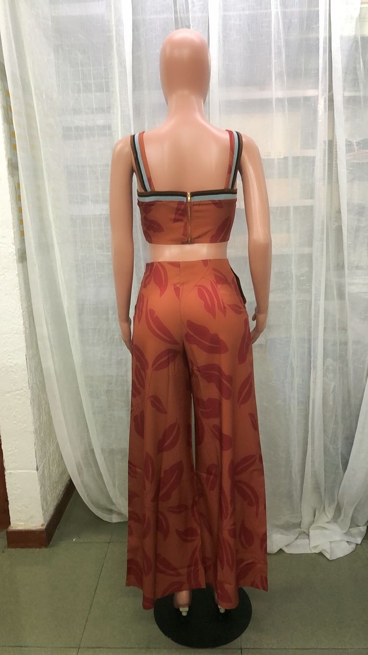 Women Botanical Print Sleeveless Top And Pants Two Piece 9