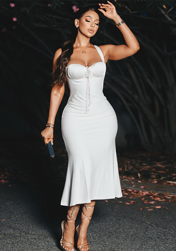 Women's Elegant Strap Solid Color Long Dress