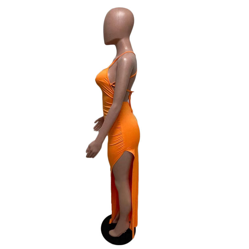 Women's Clothing Spring Summer Fashion Sexy Sling Pure Color Dress 33