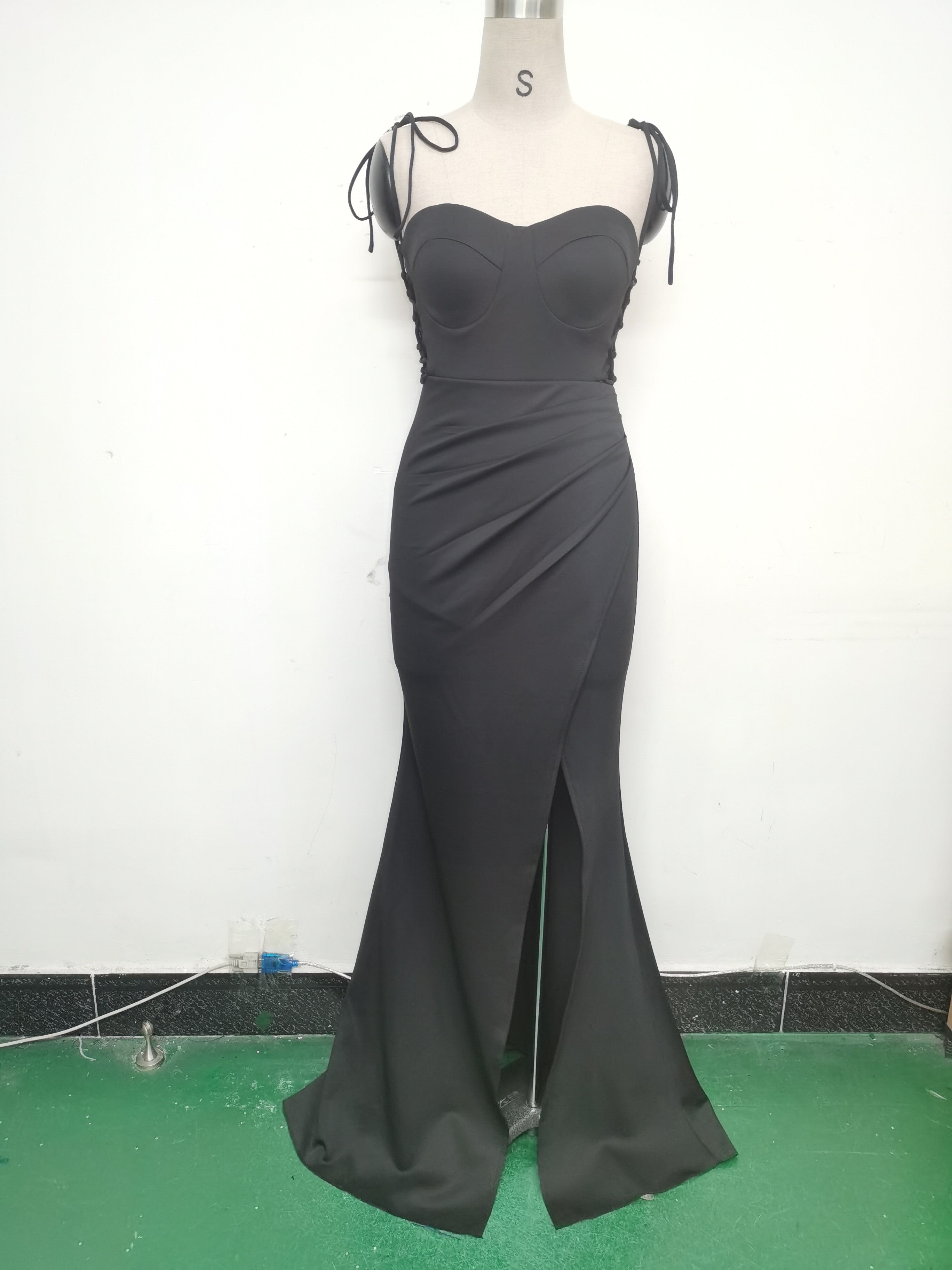 Women Two-way Rope Binding Satin Evening Dress 19