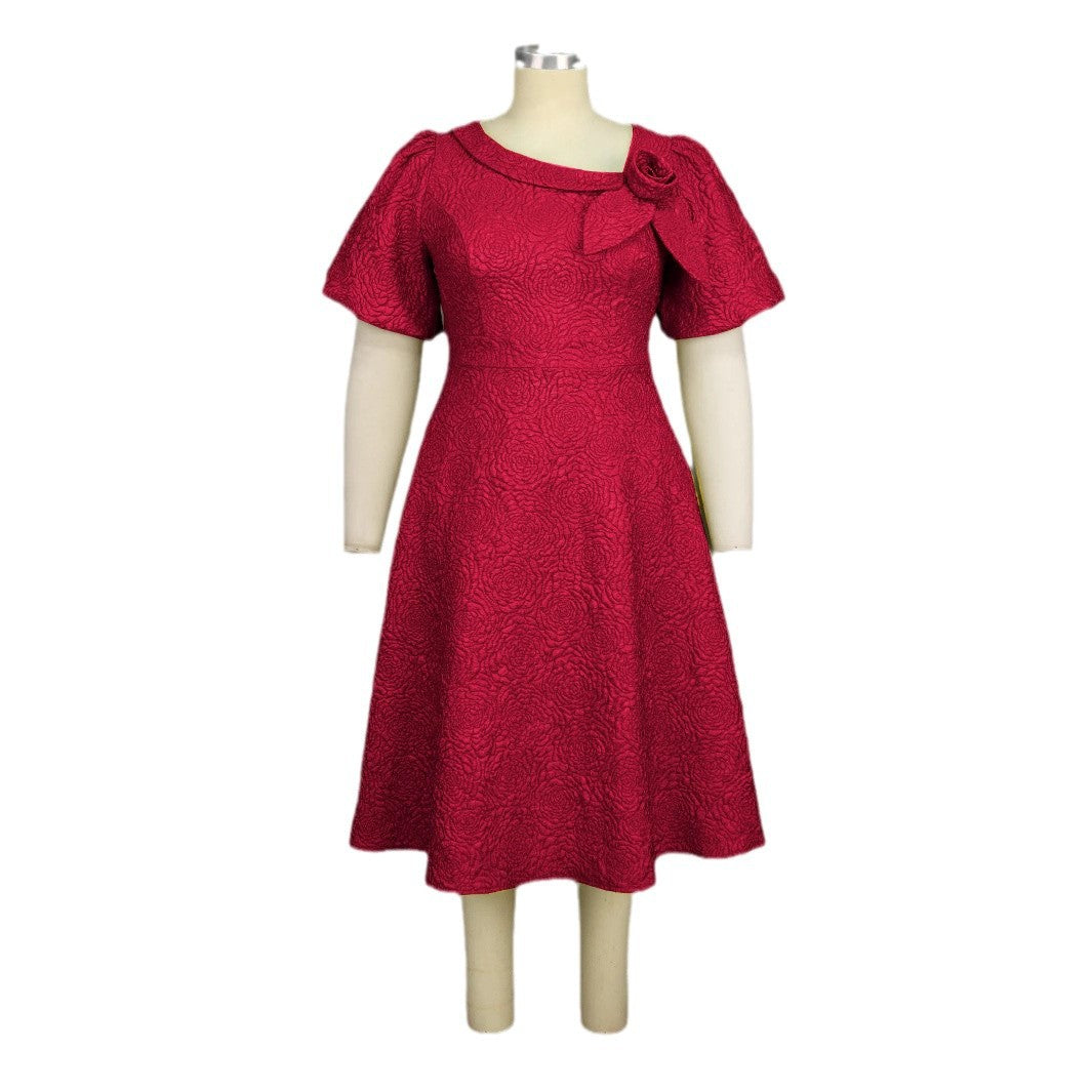 Jacquard Plus Size Fashion Formal Party A-Line Dress 7