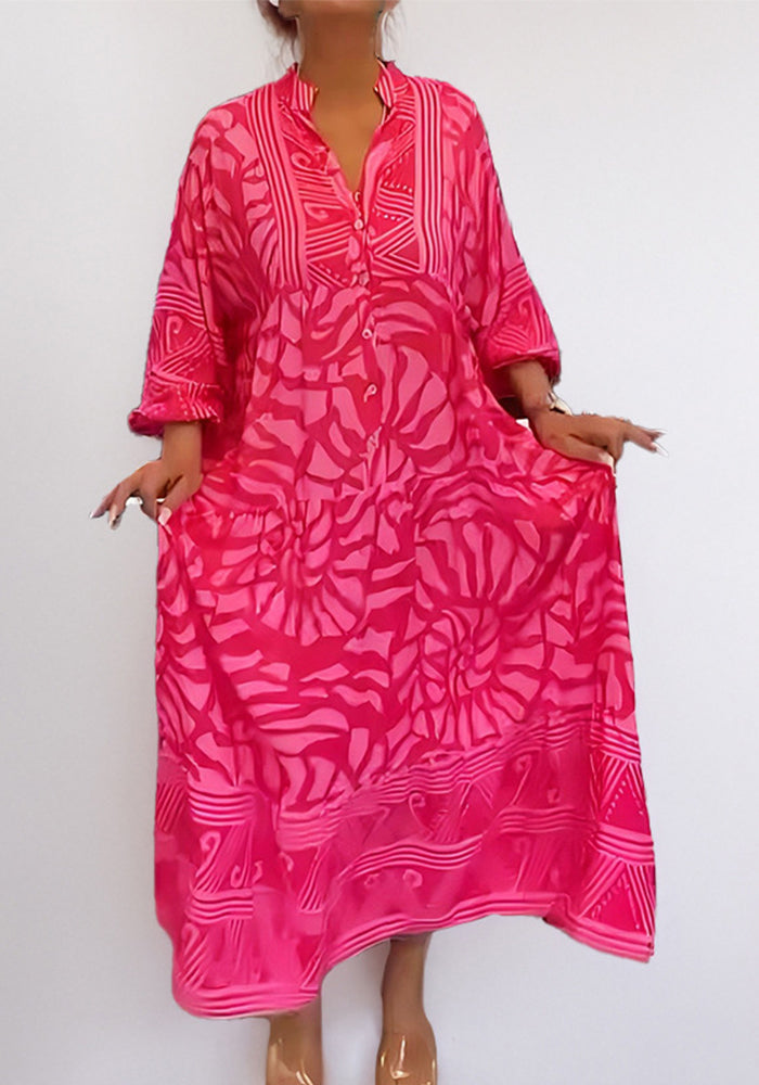 Plus Size Women Career Print Dress