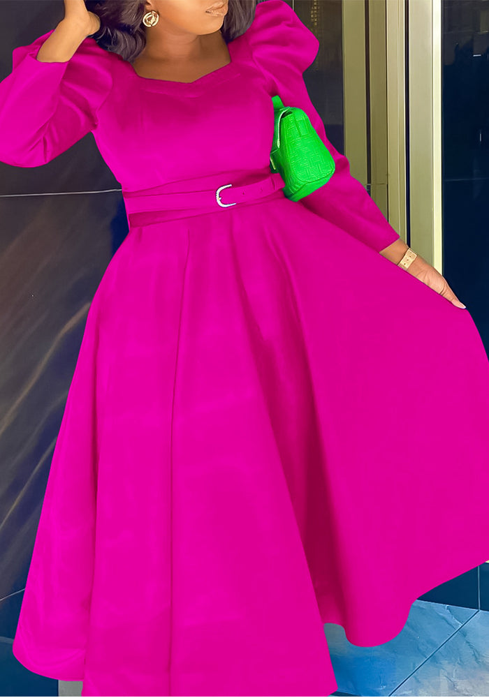 Plus Size Women Winter Puff Sleeve Formal Party Dress