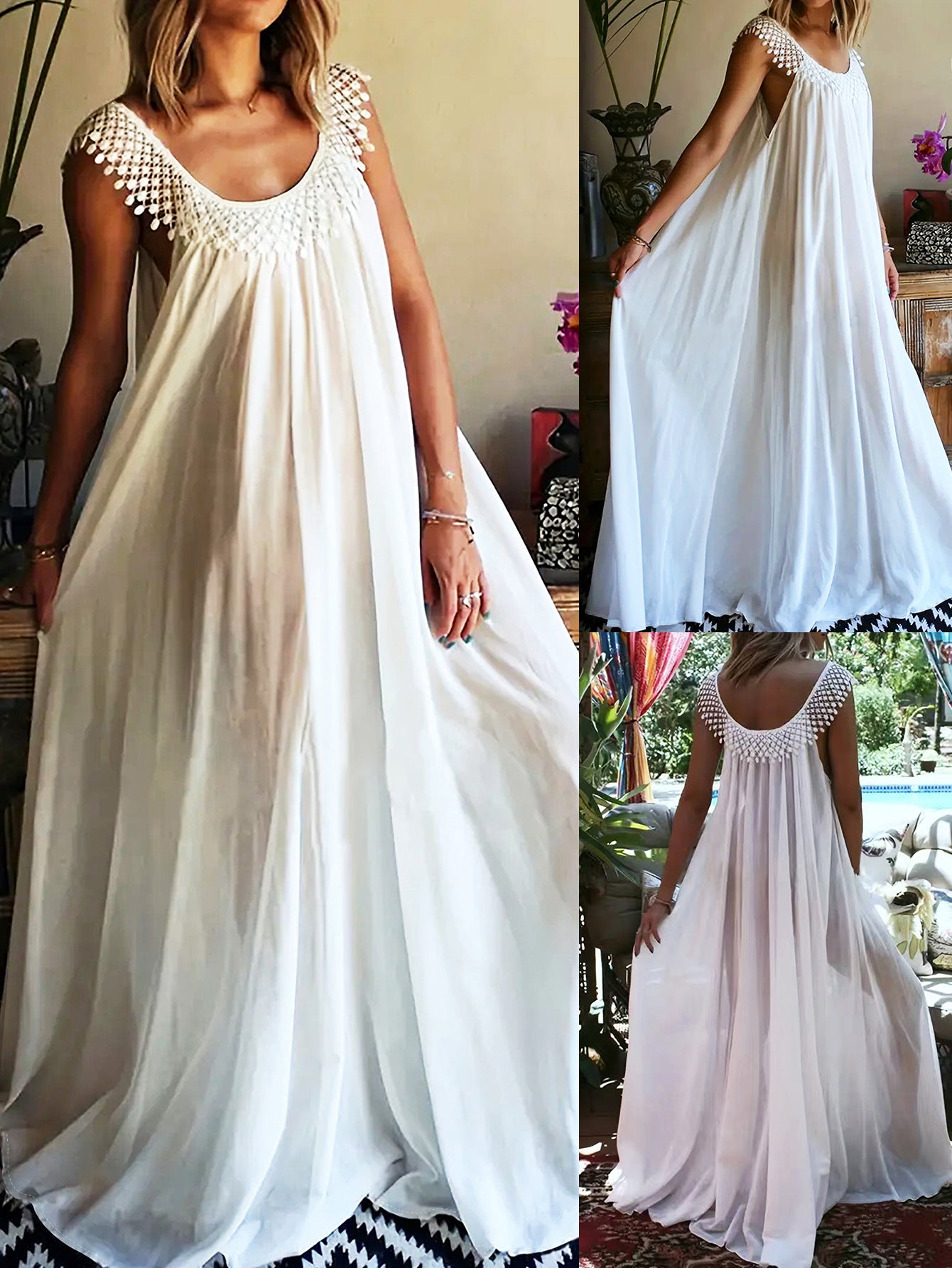 Summer Round Neck Sleeveless Loose Maxi Dress 3