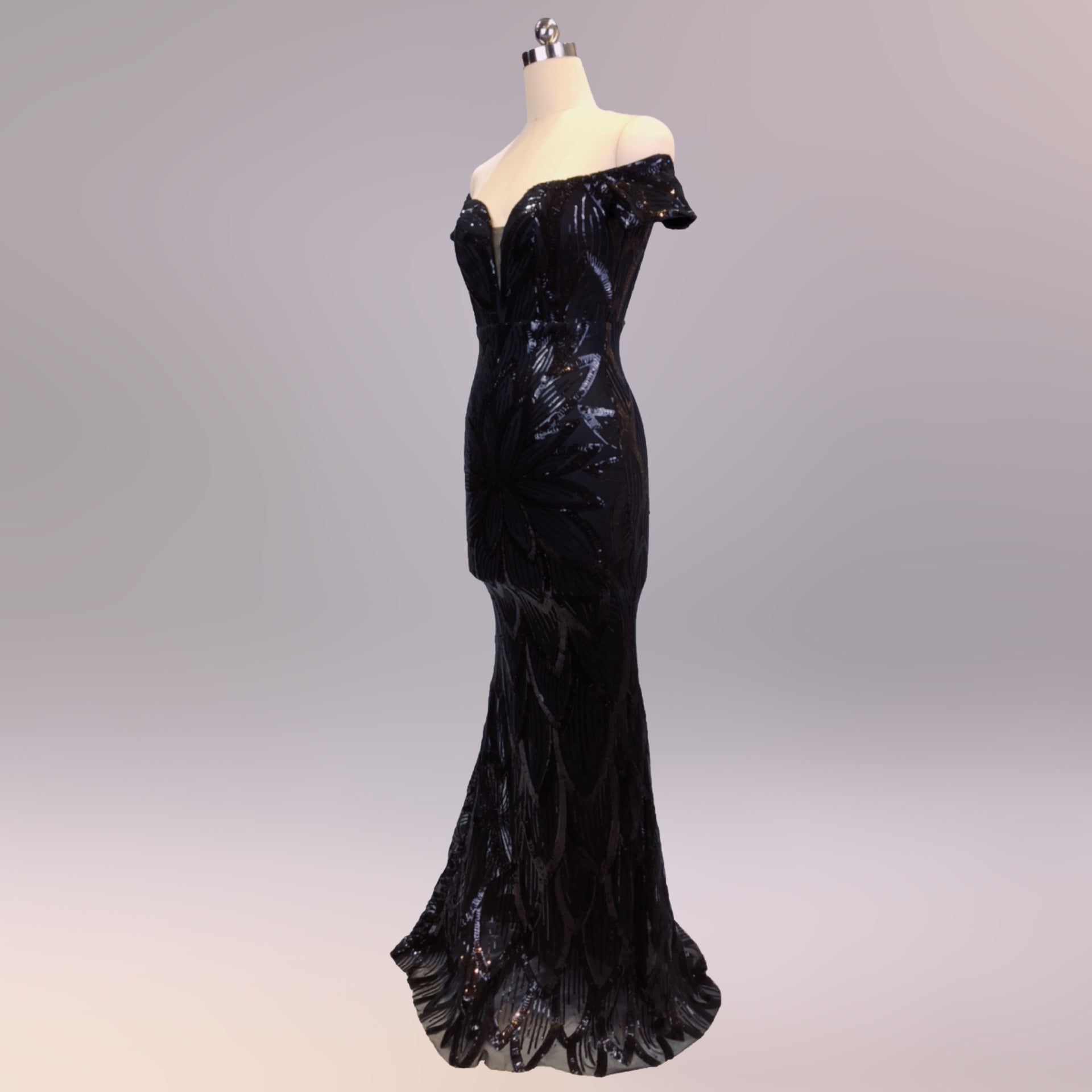 Off-Shoulder Slim Fit Sequin Fishtail Long Formal Party Evening Dress 31