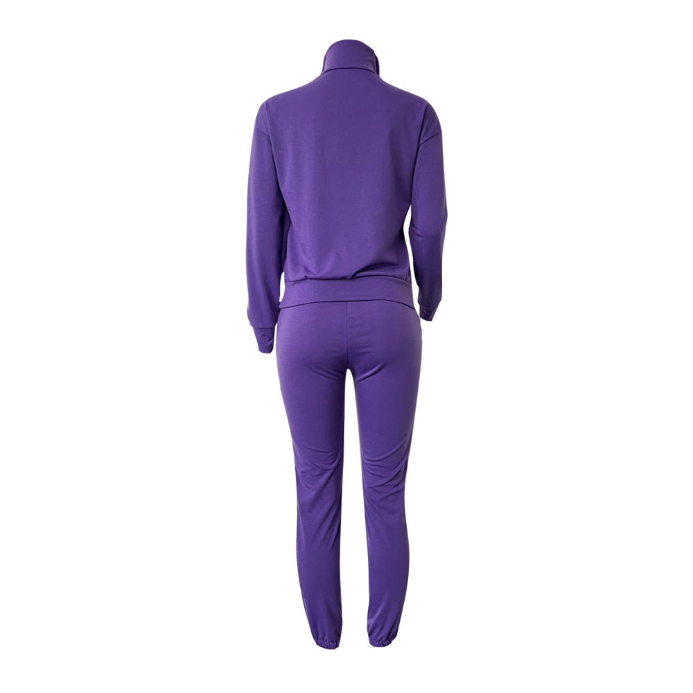 Women Winter Casual Zipper Sports Top and Pant Two Piece Set 18
