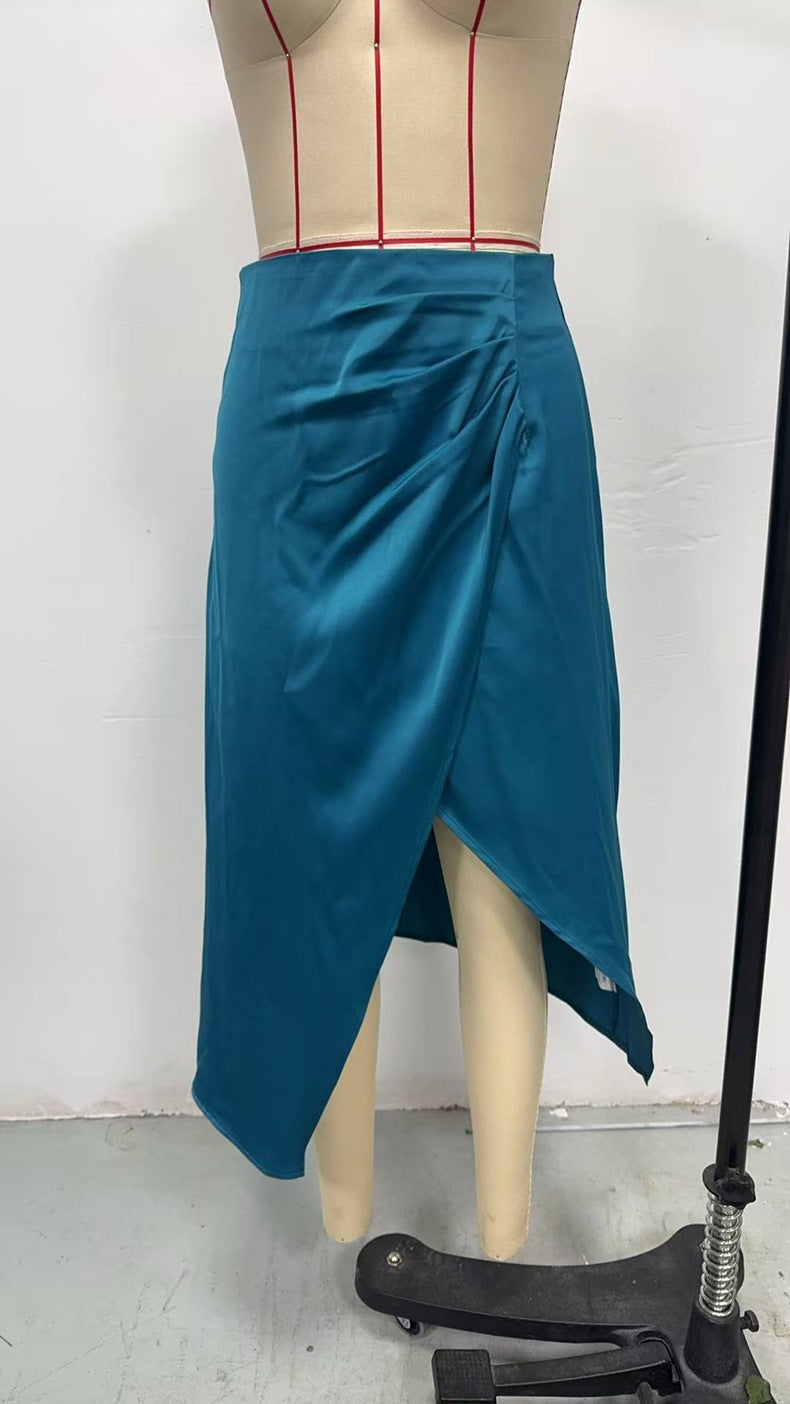 Women Summer Pleated Slit Skirt 5