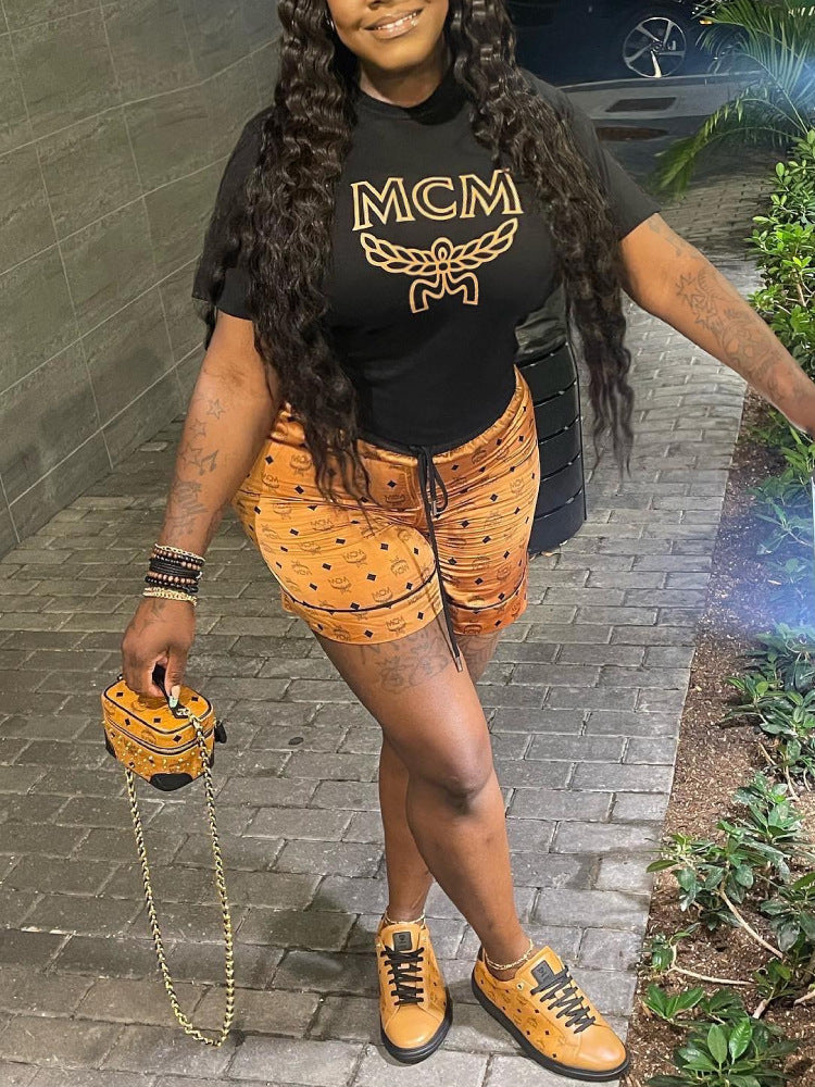 Women Printed Short Sleeve Top and Short Two-Piece Set 6