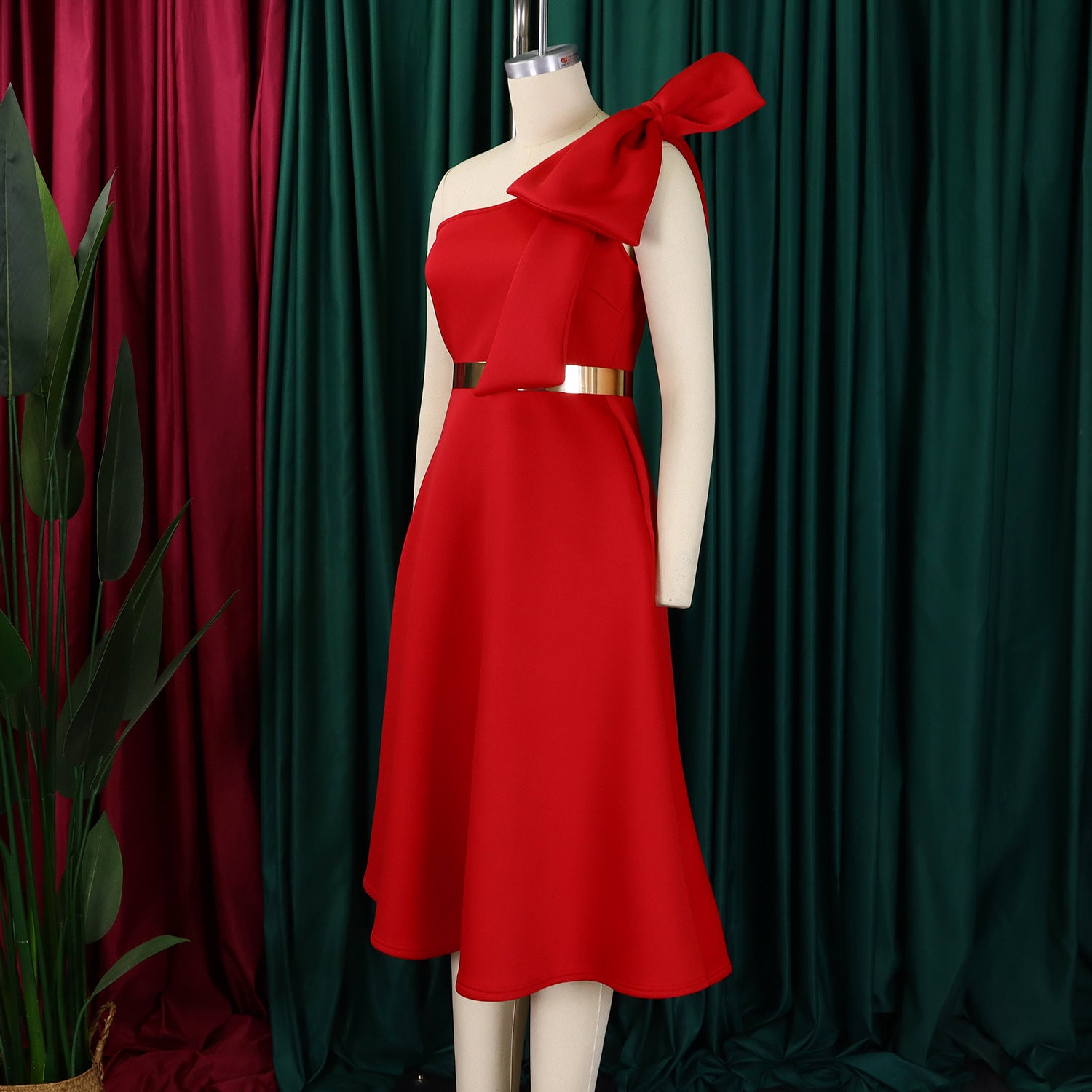 Fashion Women's Solid Color Sexy Formal Party African Dress 12