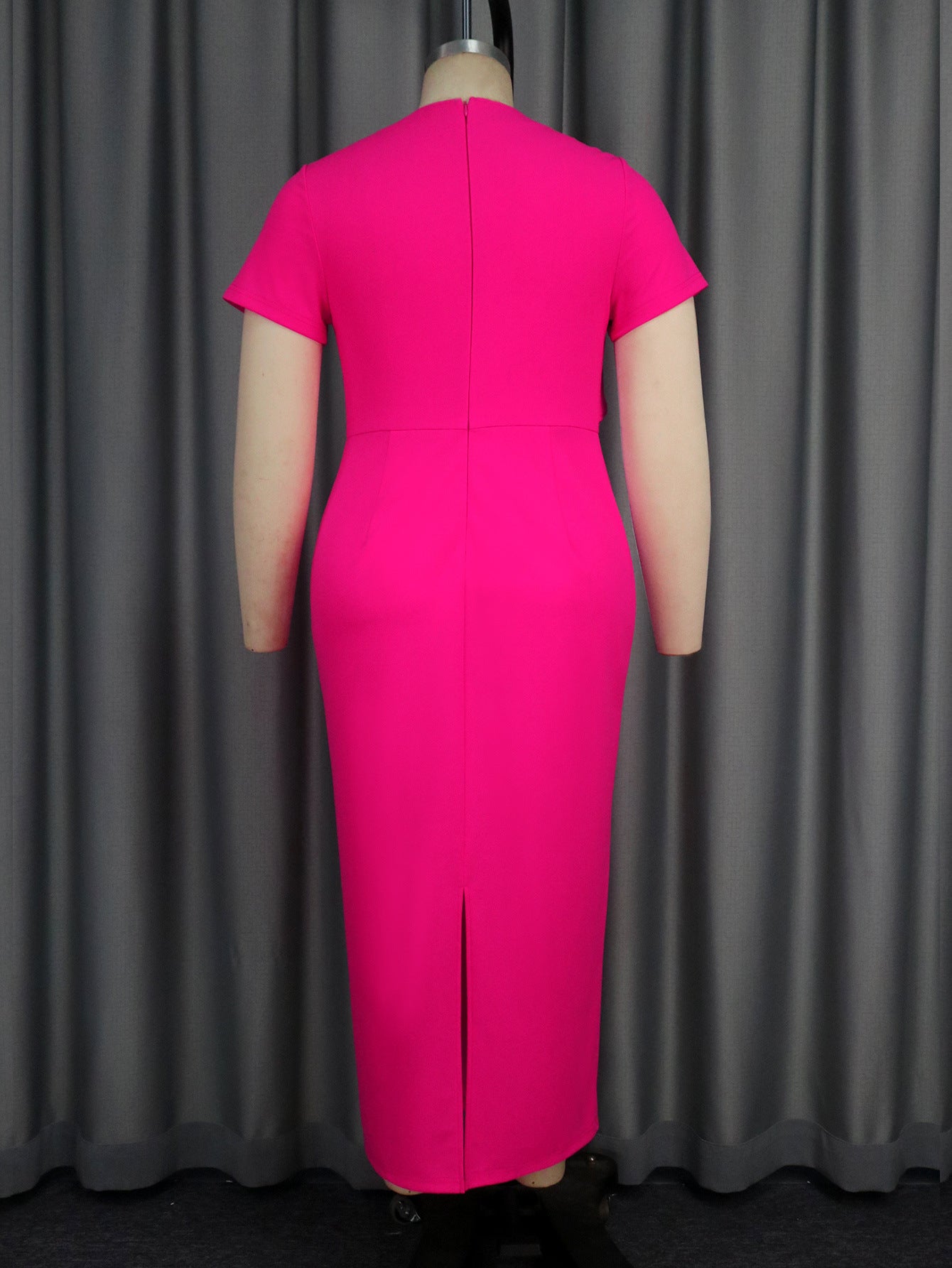 Plus Size Women Solid Flower Dress 7