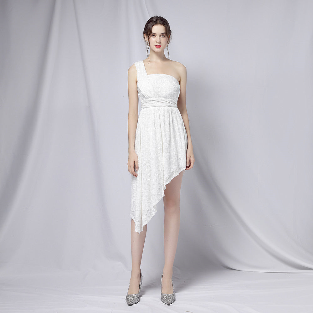 Summer Formal Sequin One-Shoulder Irregular Cocktail Dress 7