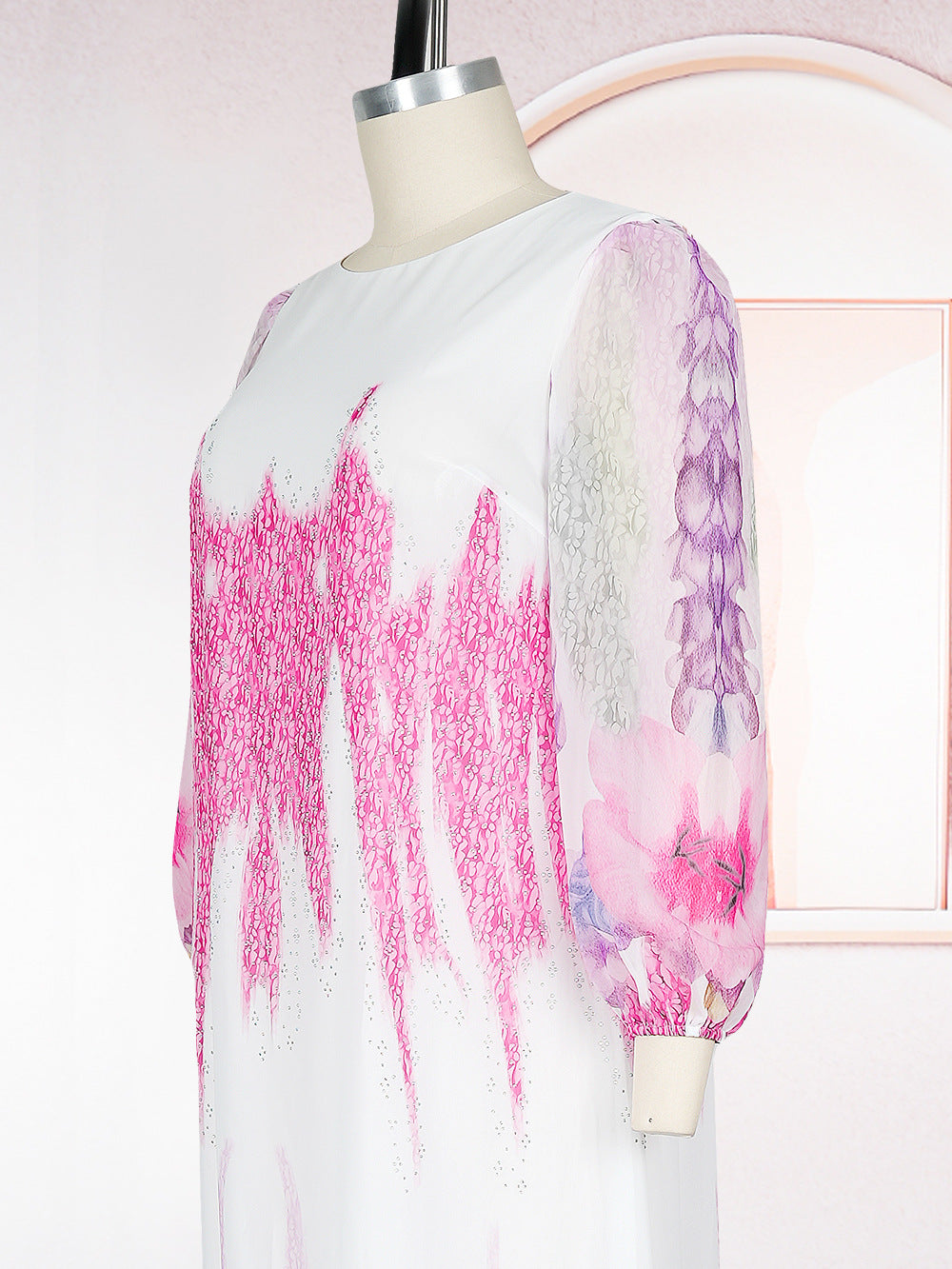 Muslim Print Chiffon Plus Size Women's Long Dress 15