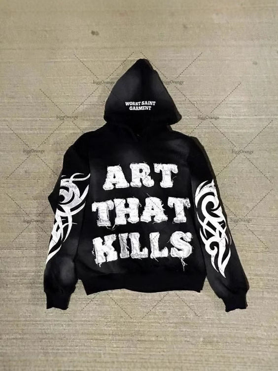 Trendy Embroidery Oversized Hoodie Y2K Street Hip-Hop Tops 3