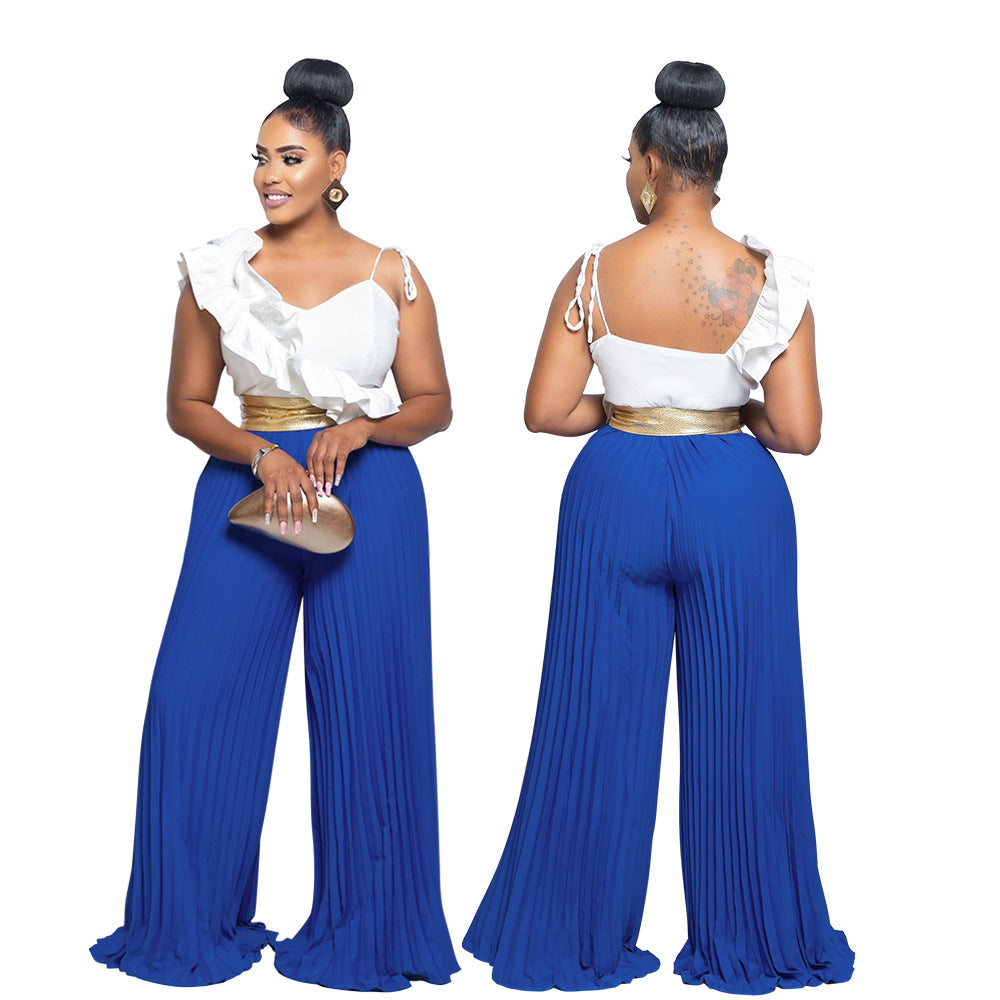 Women Casual Sleeveless Long-sleeved Wide-leg Jumpsuit 7