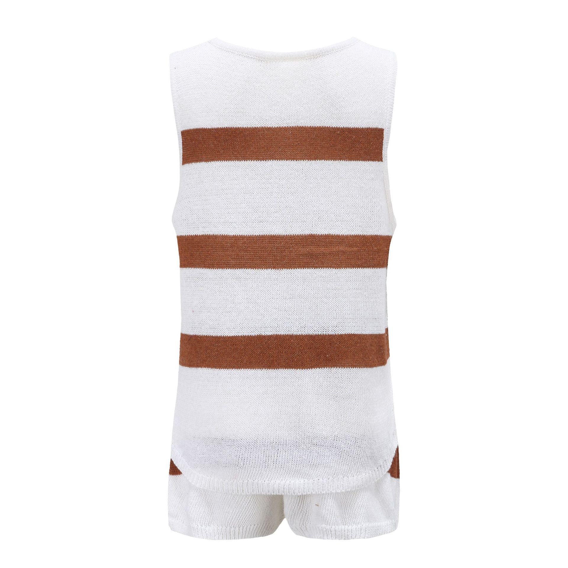 Summer fashion casual deep V-neck knitting vest and shorts two-piece set 33