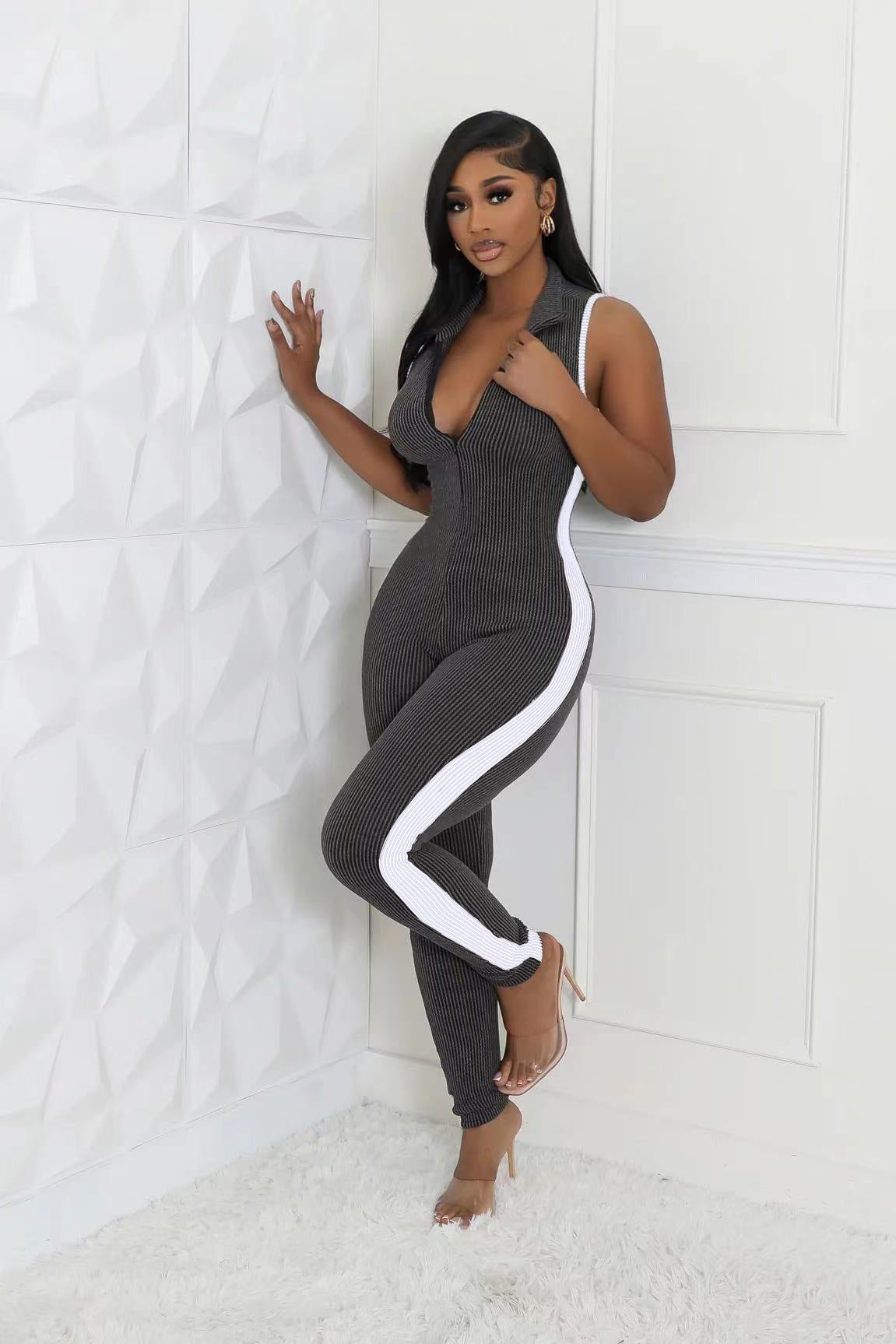 Women Zipper Sleeveless Jumpsuit 9