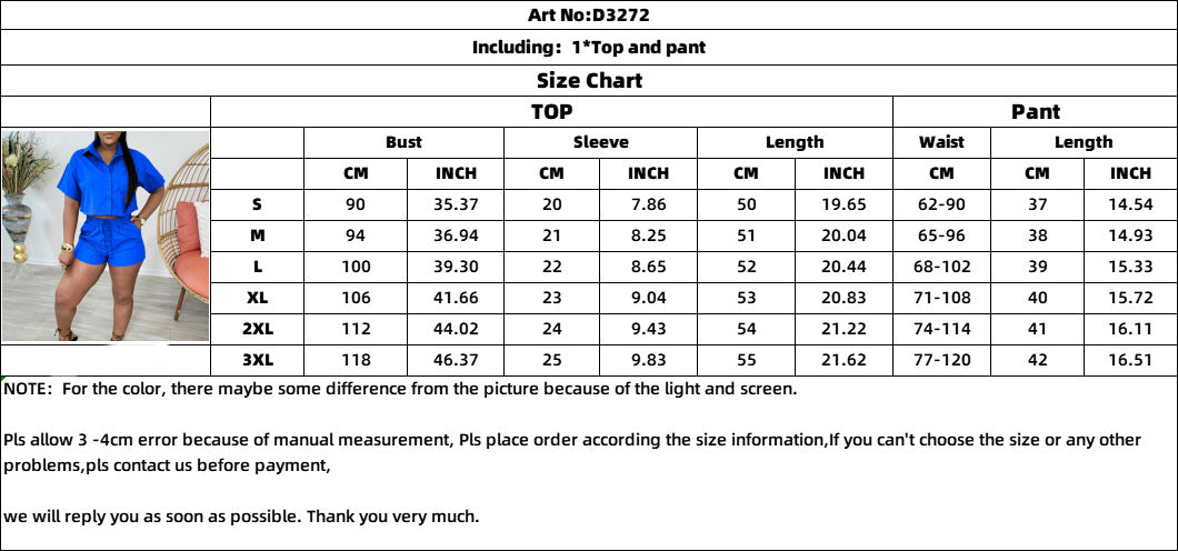 Women's Summer Casual Turndown Collar Short Sleeve Shirt Shorts Fashionable African Two Piece Set 10