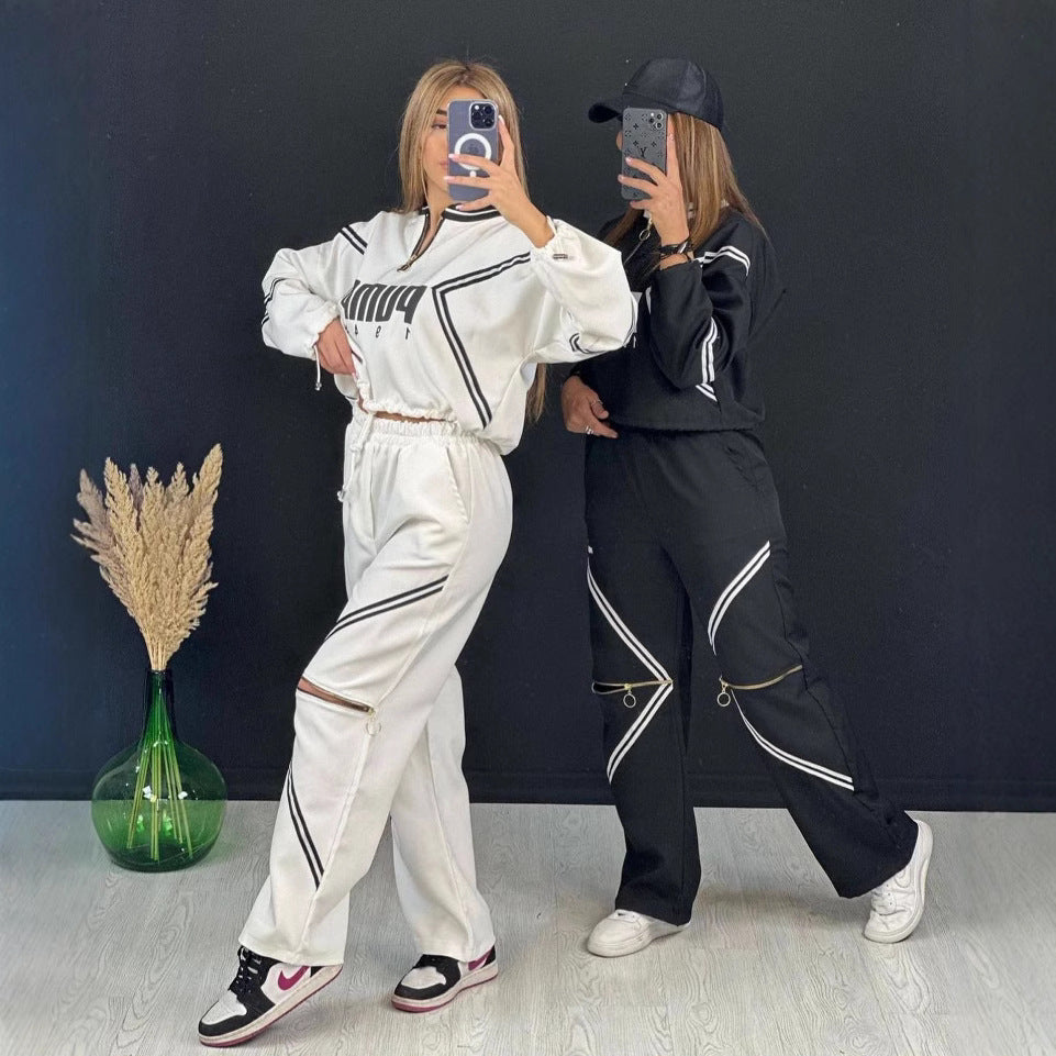 Plus Size Women Round Neck Top and Trousers Casual Two Piece Set 7