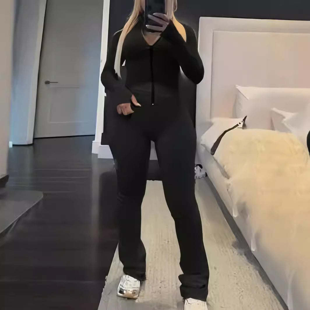 Women's Zipper Hoodie Tight Slim Pants Fashion Casual Slim Tracksuit 7