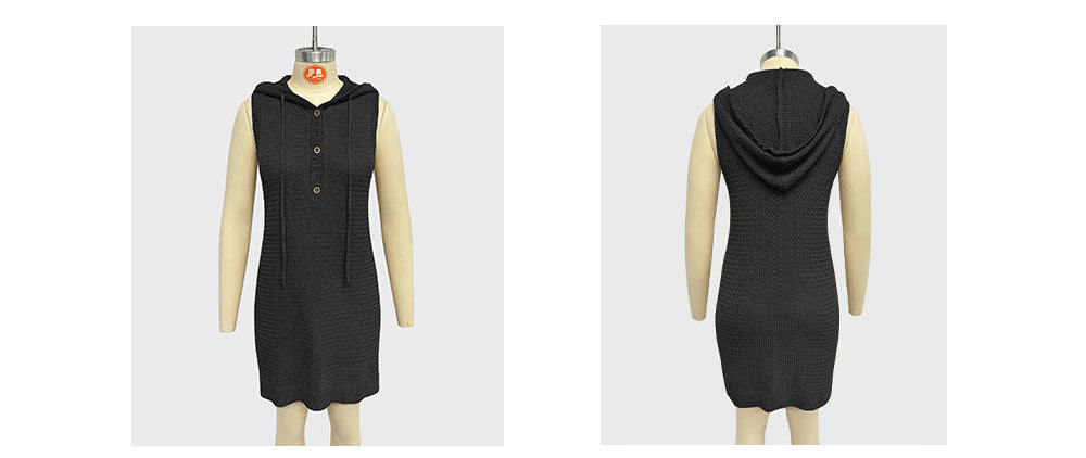 Women v-neck sleeveless hooded dress 17