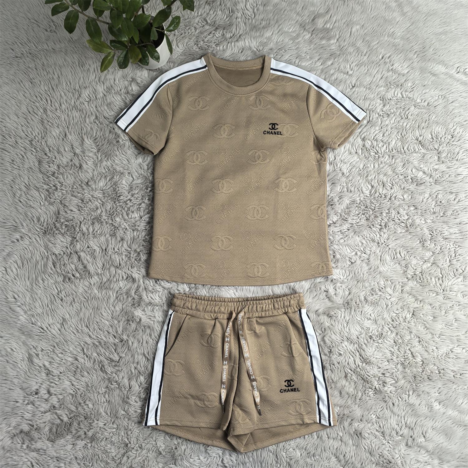 Women Jacquard Short Sleeve Top and Shorts Sports Two Piece Set 13