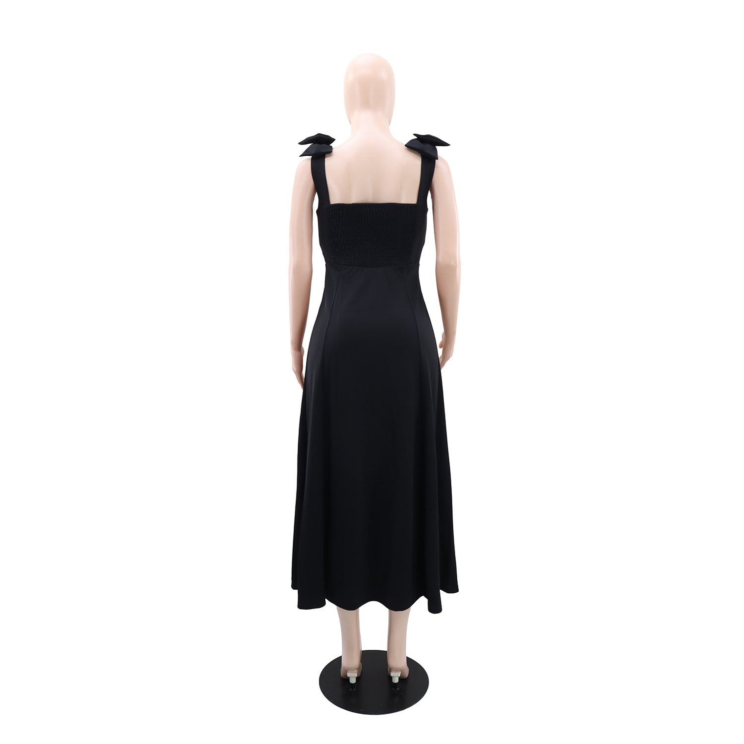 Women Solid Bow Dress 5