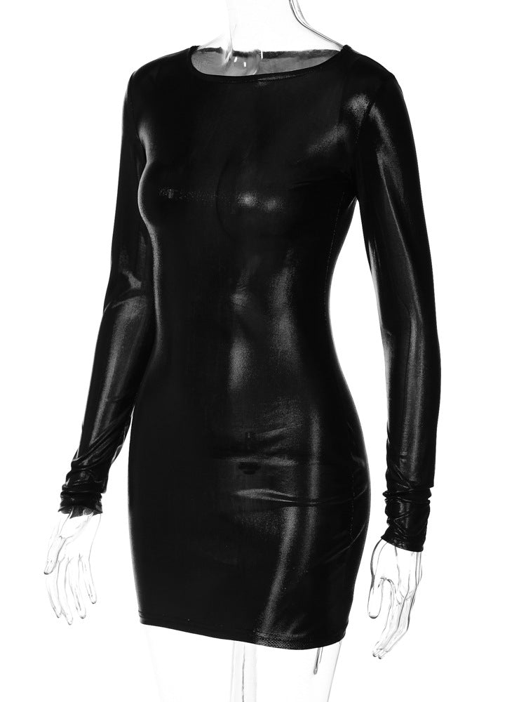 Women's Winter Fashion Sexy Slim Round Neck Long Sleeve Dress 21