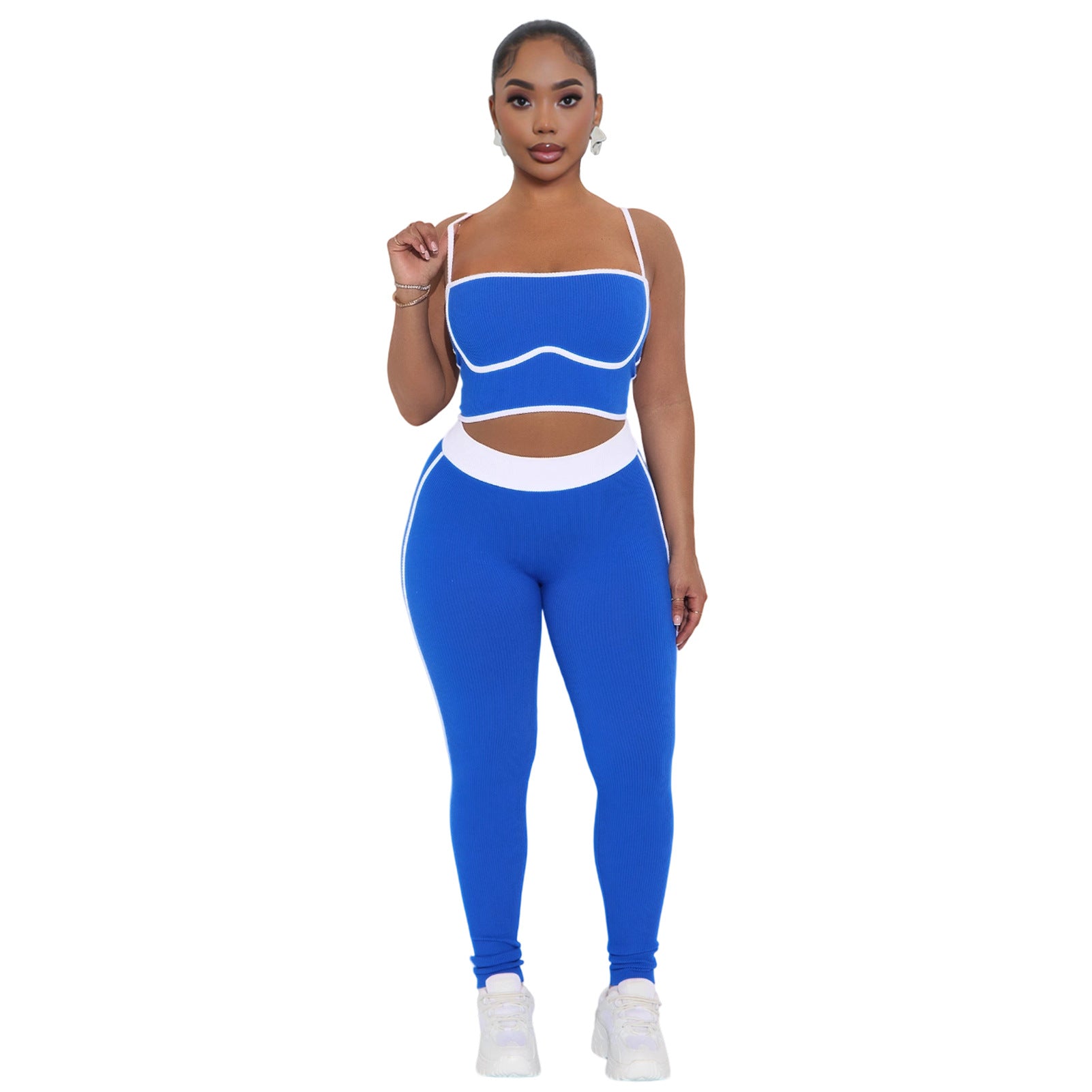 Women Sports Suspender Top and Pants Two-Piece Set 4