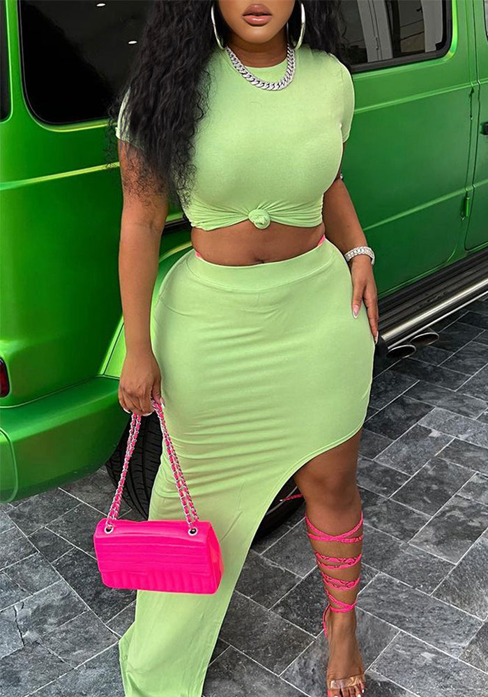 Fashion women's sexy short-sleeved T-shirt skirt two-piece set for women