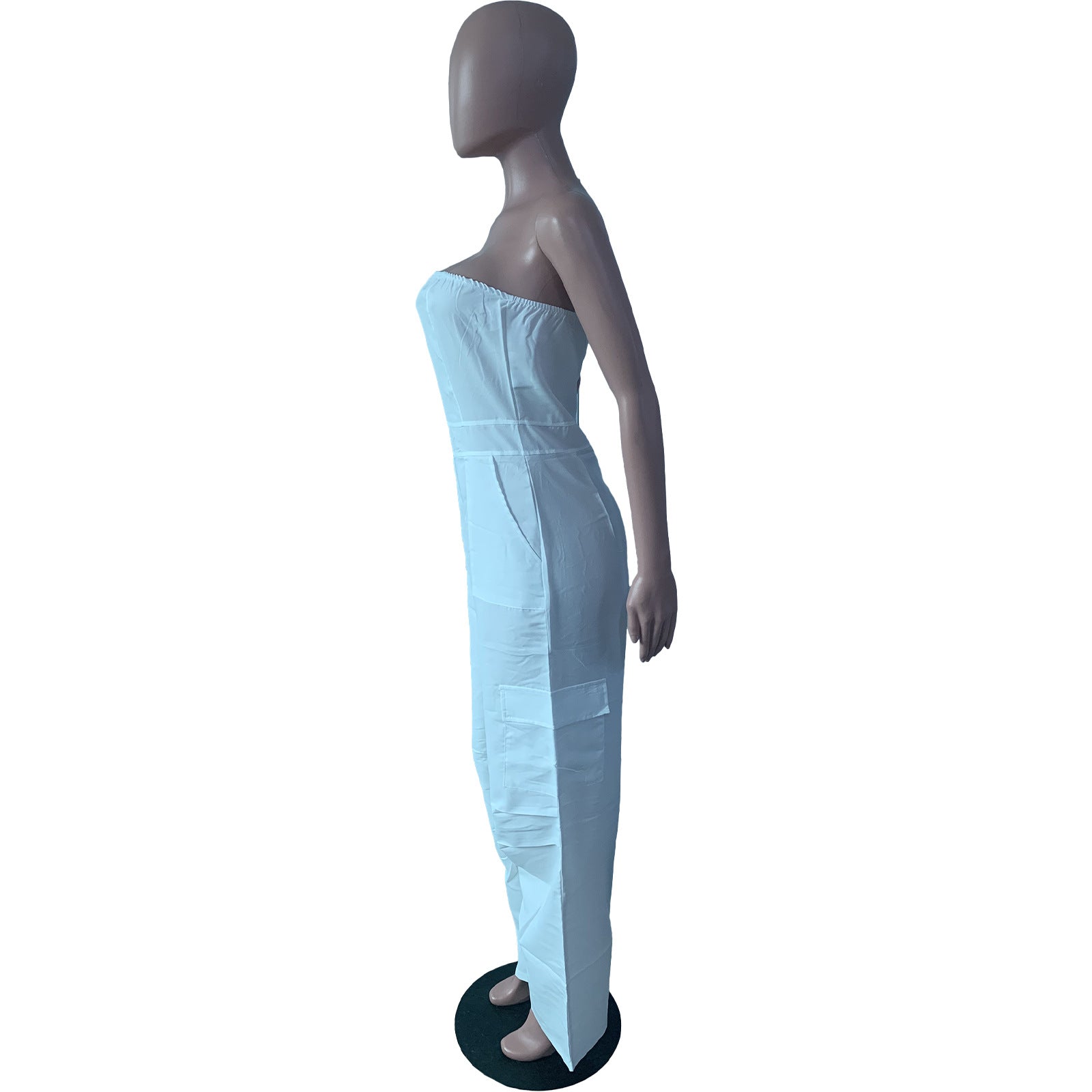 Women Strapless Cargo Pocket Sleeveless Jumpsuit 9