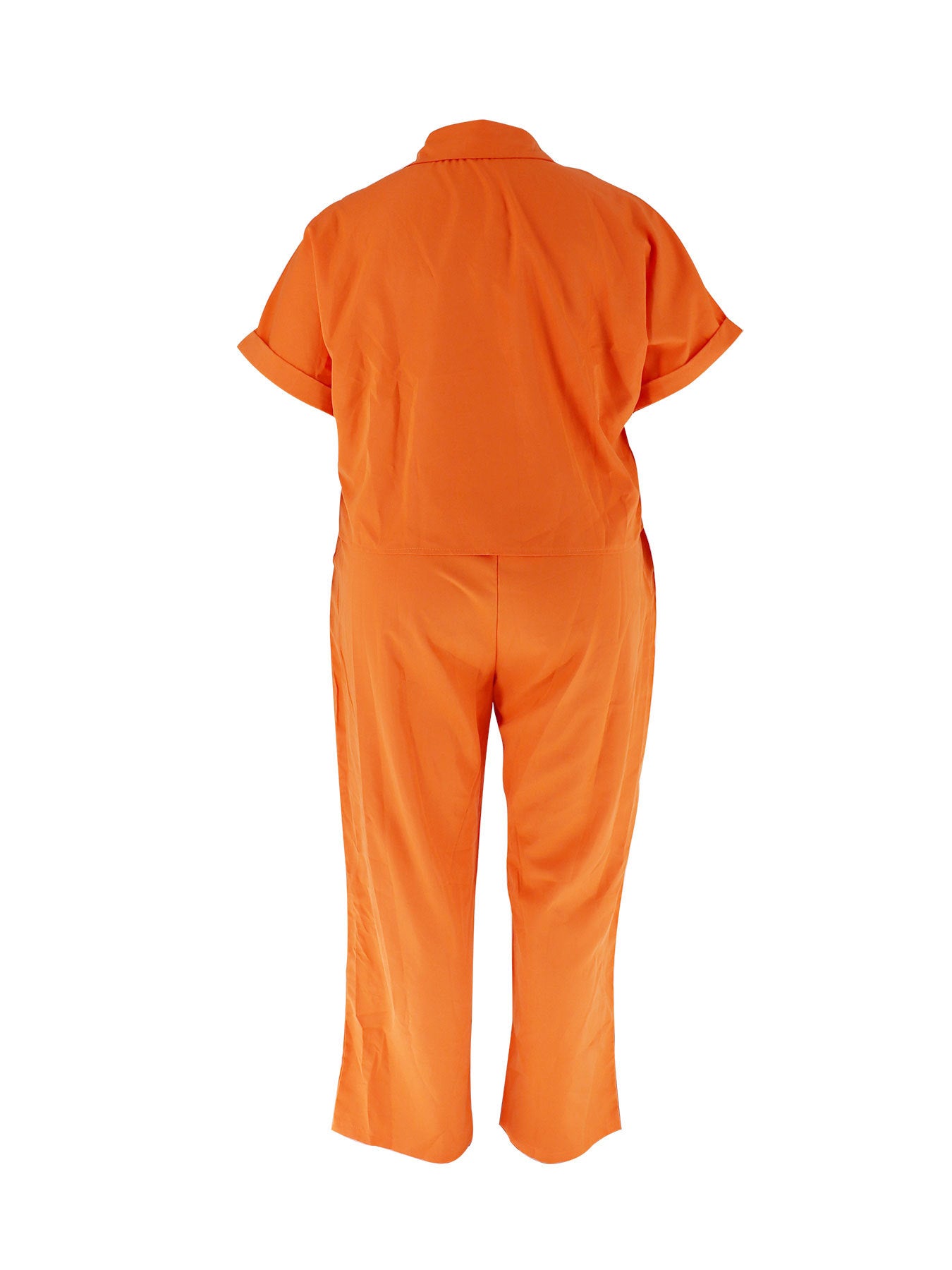 Women Casual Orange Short Sleeve Top and trousers two-piece set 4