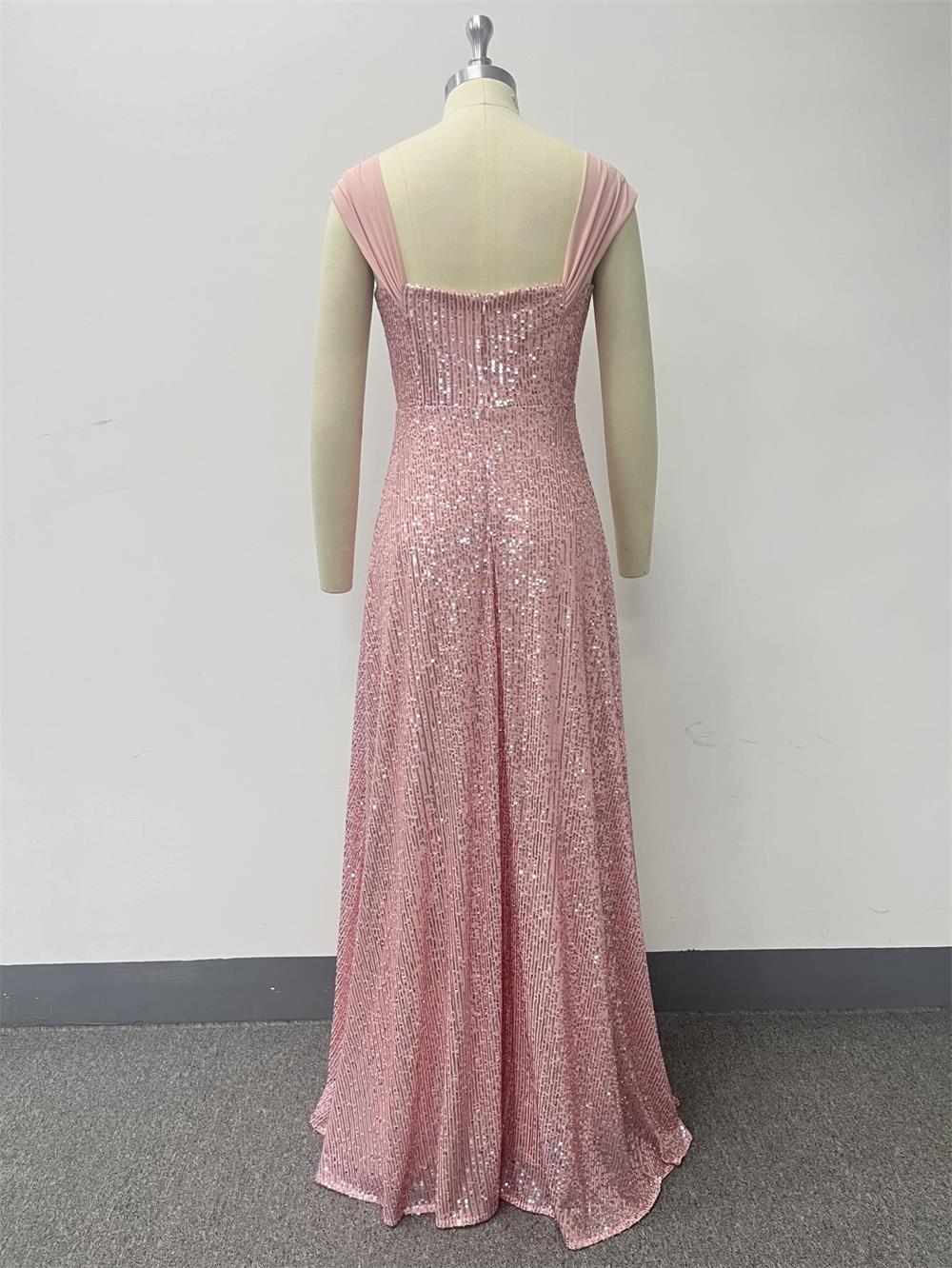 Women sequined sequined suspenders sleeveless slit sexy evening dress 8