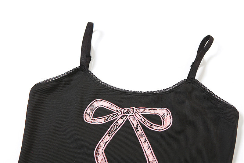 Women Spring Sexy U-neck Bow Print Backless Strap Dress 12