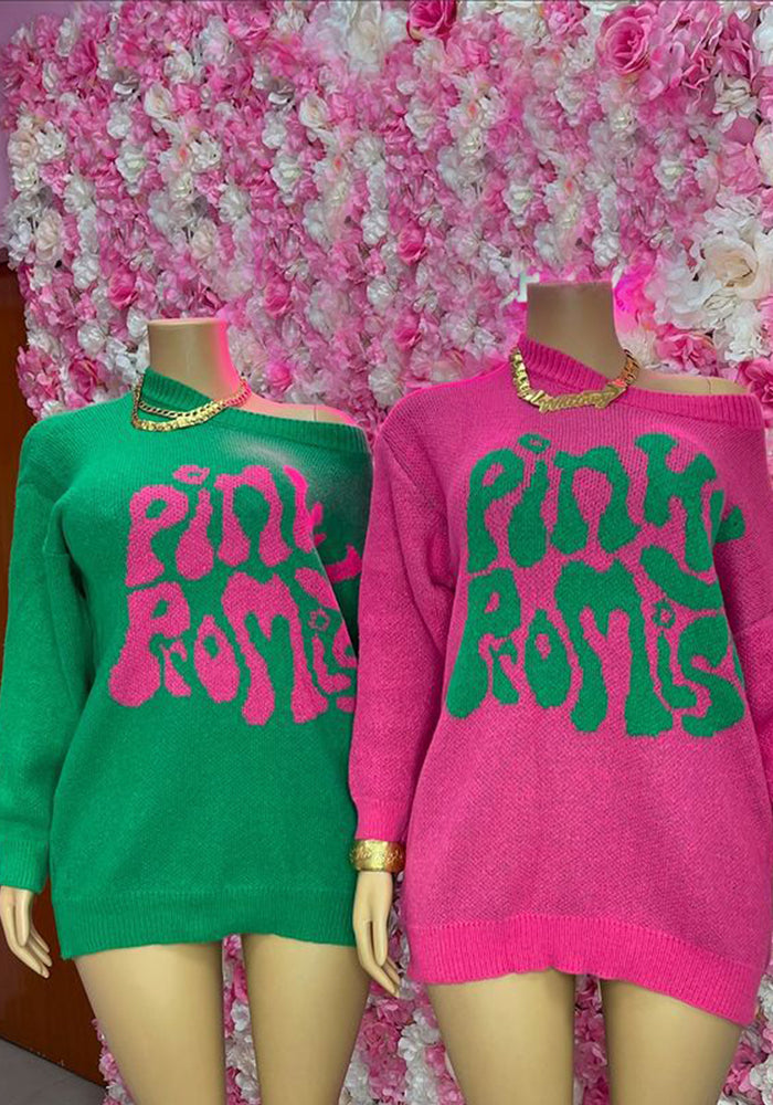 Women casual letter round neck long sleeve knitting Top