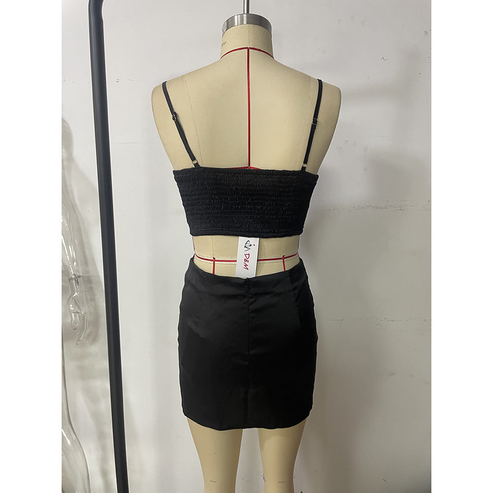 Summer Sexy Beaded Camisole Bodycon Short Skirt Fashion Two Piece Set 9