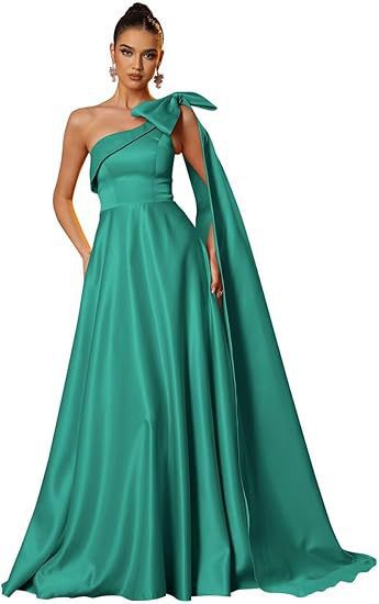 Women One-Shoulder Satin Formal Evening Dress（Processing time need 3-6 days） 44
