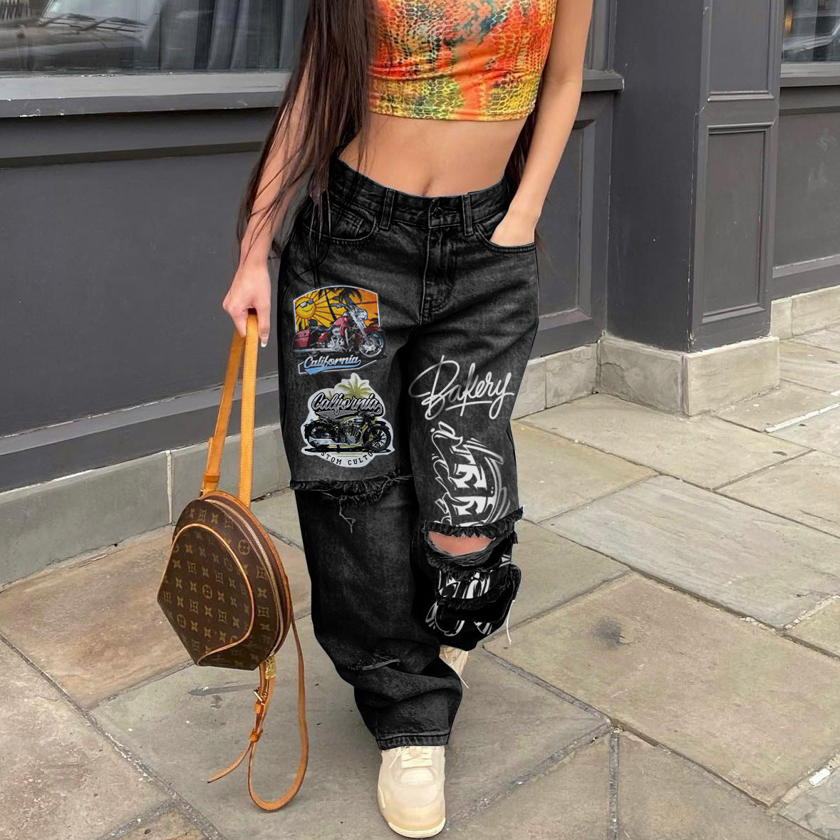 Women's Spring Summer High Waist Slim Fit Denim Pants 4