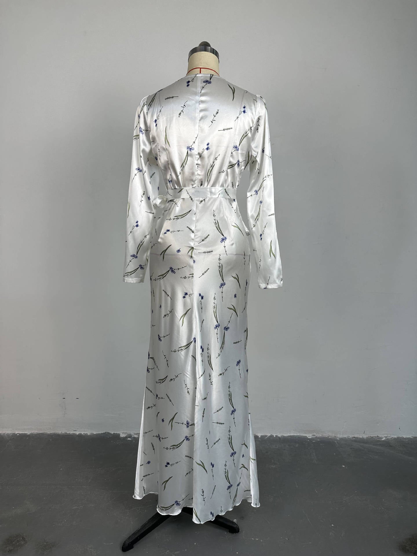 Women 's Spring V-Neck Printed High Waist Long Bodycon Dress 15