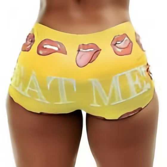 Summer Women's Tight Fitting Stretch Casual Print Shorts 21