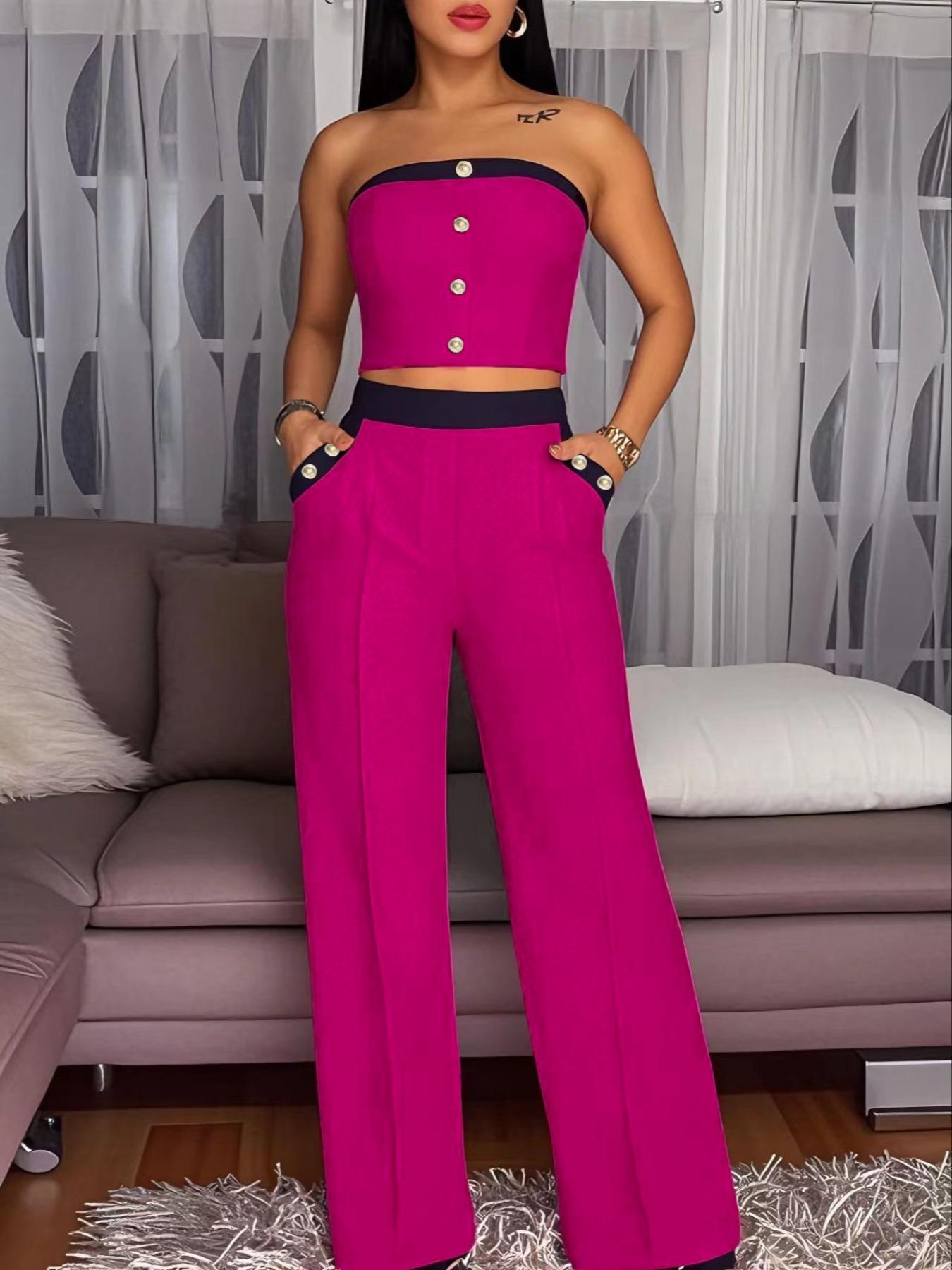 Women Summer Wrap Sleeveless Top and Trousers two-piece set 5