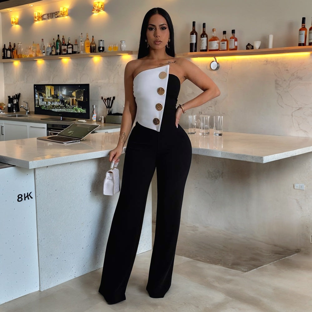 Women Party Button Jumpsuit