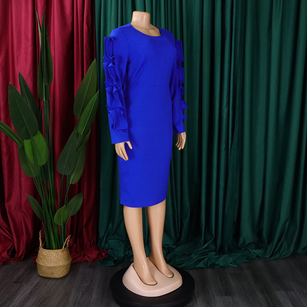 Plus Size Women Elegant African Long Sleeve Dress 20