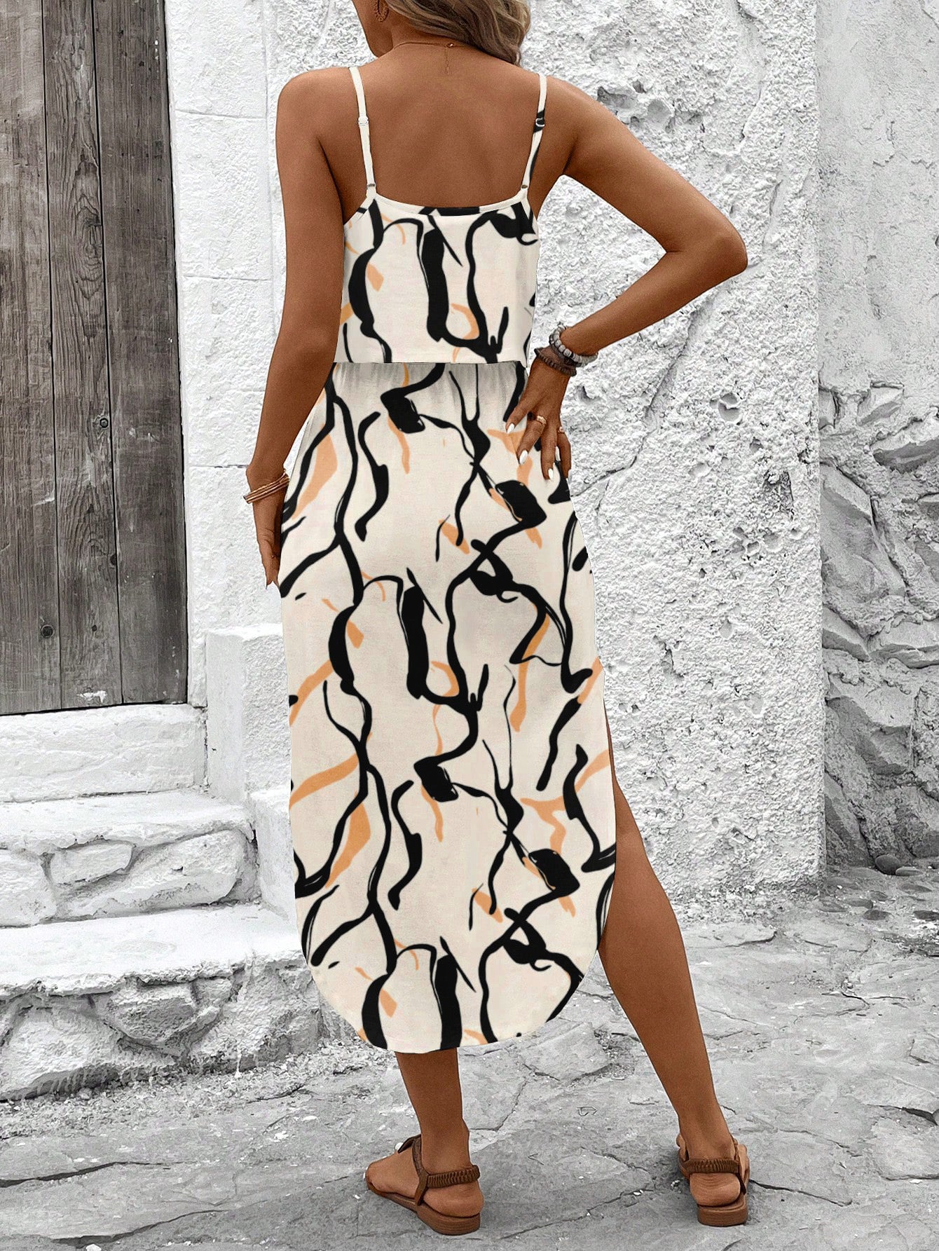 Women's Summer Sleeveless Asymmetric Print Dress 7