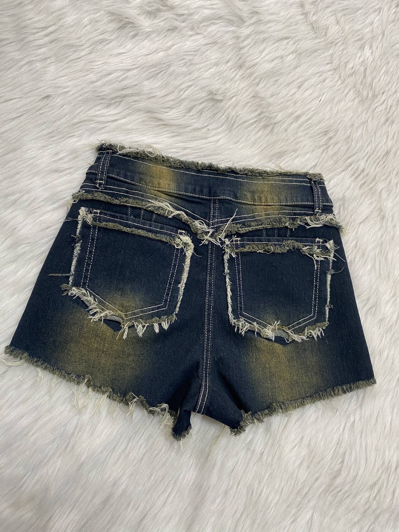 Women Summer Casual Sexy Raw Edge Washed Shorts 7