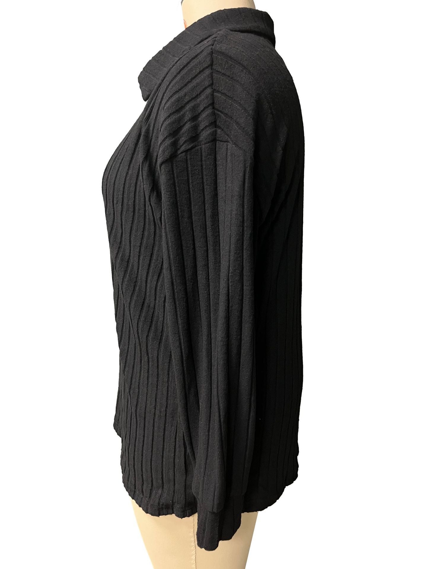 Autumn And Winter Solid Color Plus Size Women's Top V-Neck Turndown Collar Long-Sleeved Ribbed T-Shirt 13