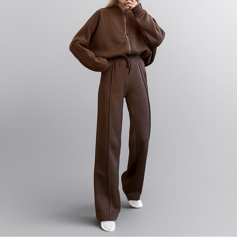 Women Fall Solid Casual Lace-up Sports Hoodies Two Piece Set 8