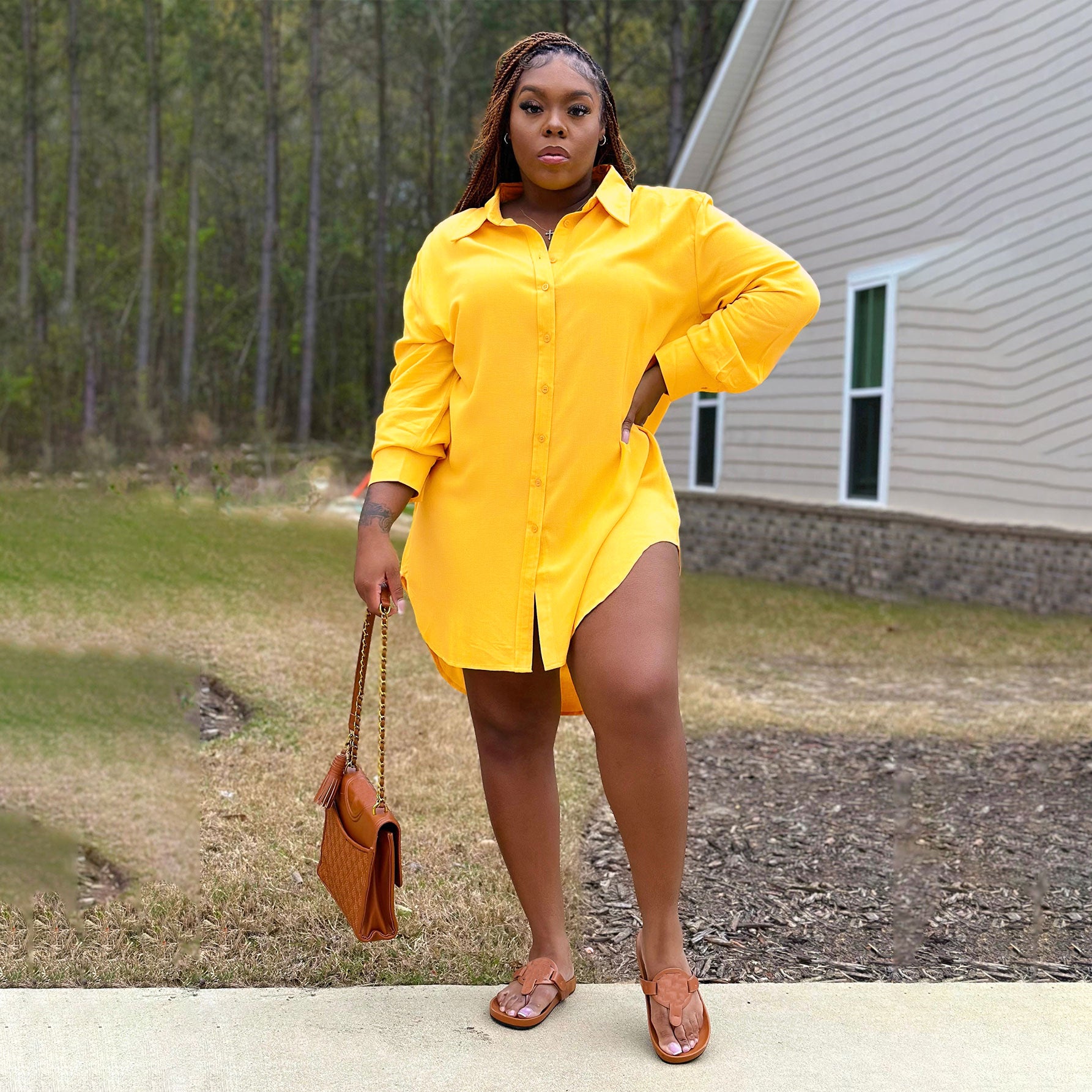 Spring Sexy Solid Color Shirt Dress Loose Long Sleeve Shirt Dress 11