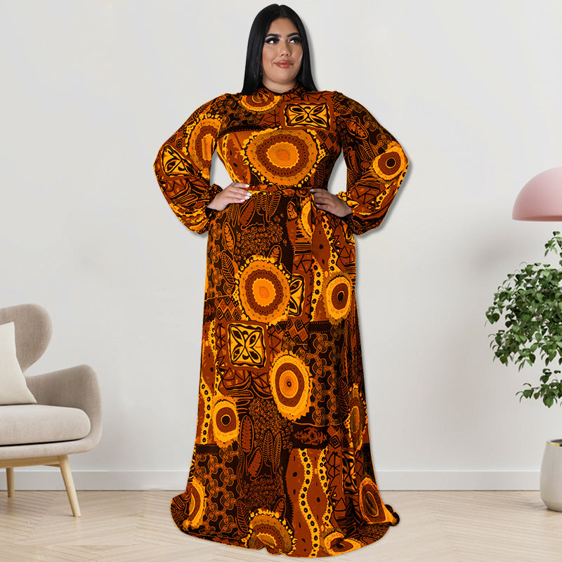 Plus Size Autumn Women's Clothing Back Zipper Long Maxi Dress 5