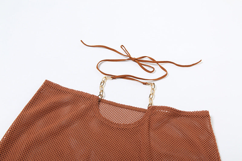 Summer Sexy See-Through Lace-Up Bra Low Waist Slim Skirt Two Piece Set 16