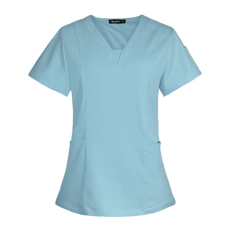 Factory v-neck Two Pieces surgical gown suit women's hospital brush hand clothes stretch short-sleeved nurse work clothes printing 8